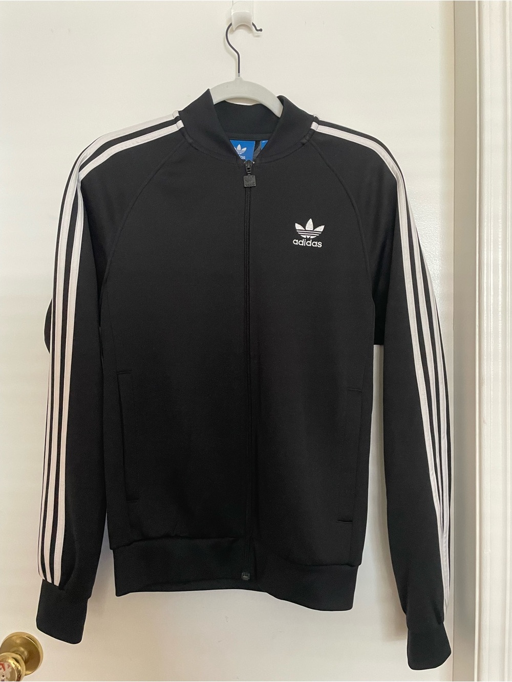 adidas Black Jacket with Blue Trefoil Label
